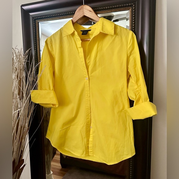 Moda International Yellow Button Up Blouse Size Small - Picture 1 of 4